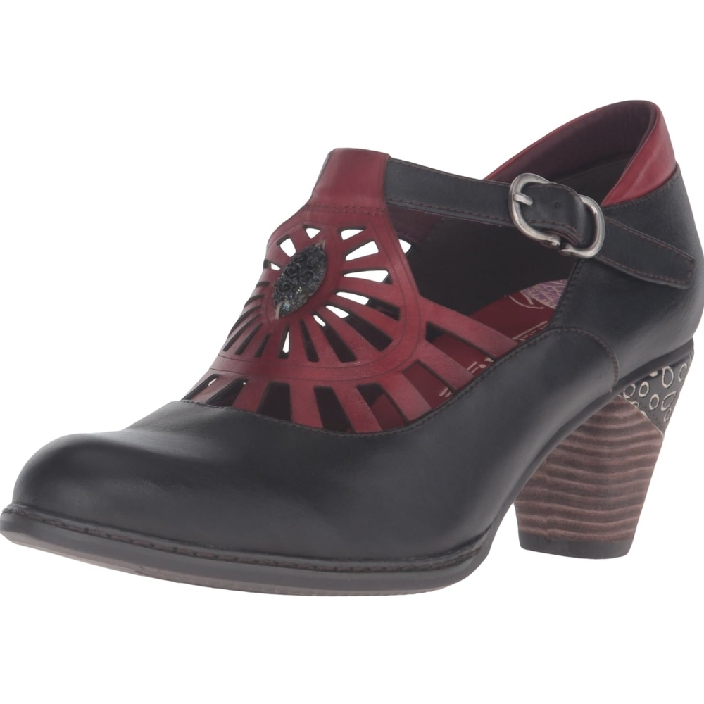 Spring Step L'ARTISTE Women's Black and Red Heeled Shoes